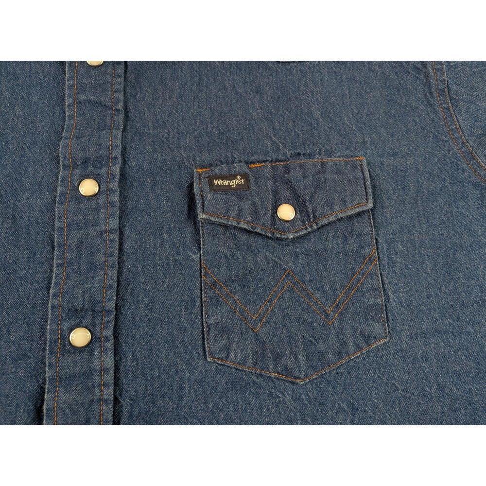 Vintage Wrangler Mens XL Denim Pearl Snap Western Shirt Blue Long Sleeve MS70119 - Picture 5 of 11